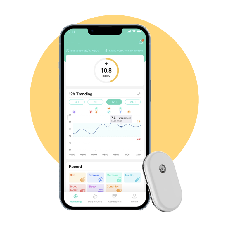 App and sensor illustration from the regional CGM website